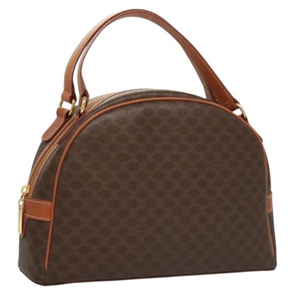 CELINE Macadam Canvas Hand Bag Pvc Leather Brown Gold - Picture 1 of 12